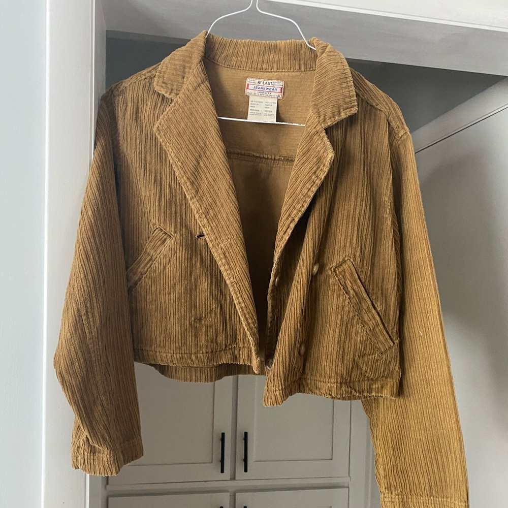 Cropped Tan Corduroy Jacket